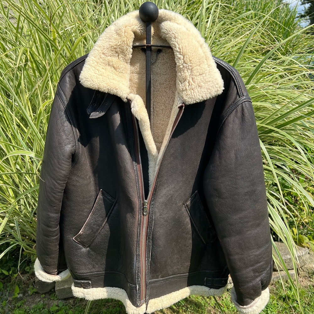 Vintage Men's Brown Original Shearling Aviator Jacket